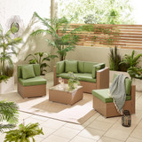 Orlando Beige Rattan & Green 4 Seat Modular Garden Sofa - ORL-NAT-GRN-OUT-SOF-4_1.jpg