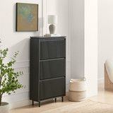 Penrose 3 Door Black Wood Shoe Storage Cabinet - Penrose-shoe-storage-black-1.jpg