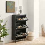 Penrose 3 Door Black Wood Shoe Storage Cabinet - Penrose-shoe-storage-black-3.jpg