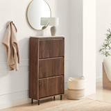 Penrose Walnut & Cream Marble Effect Shoe Storage Cabinet - Penrose-shoe-storage-walnut-cream-marble-1.jpg