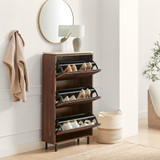 Penrose Walnut & Cream Marble Effect Shoe Storage Cabinet - Penrose-shoe-storage-walnut-cream-marble-3.jpg