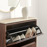 Penrose Walnut & Cream Marble Effect Shoe Storage Cabinet - Penrose-shoe-storage-walnut-cream-marble-4.jpg