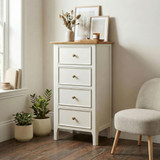 Belle Oak Wood and Cream Tallboy Chest of Drawers - BELLE-DRW-SML-OAK-CRM_1.jpg