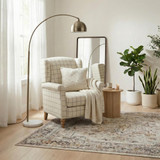 Maisette Cream Check Fabric Wingback Accent Armchair - Maisette -Chair-With-Accessories.jpg