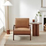 Esmeray Tan Faux Leather Mid Century Modern Accent Chair - Esmeray-Brown-leather-accent-chair_2.jpg