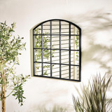Hinton Black Medium Arched Window 70x70cm Garden Mirror  - HINT-MIR-OUT-WND-BLK-70_1.jpg