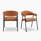 2x Delos Tan Faux Leather Fabric Dining Chairs - Delos-Dining-Chair-TAN_2.jpg