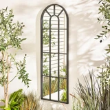 Harris Black Large Arched Window 120x40cm Garden Mirror  - HARR-MIR-OUT-ARC-BLK-120-40_1.jpg