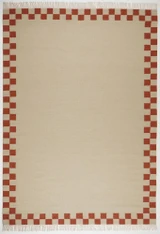 Matilda Beige & Red Check Border Flatweave Rug  - MATI-RUG-CHK-120-170-RED-WBG_1.jpg