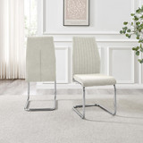 Enna White Glass Extending Dining Table with 6 Fabric Lorenzo Chairs - Lorenzo-Dining-Chair-Sage-Cream-Fabric-Sliver-Leg-3 4692.jpg