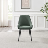 Lynton Large Walnut Effect Wood Dining Table + 4 Green Beaumont Chairs & Bench - Beaumont-Dining-chairs-Green-Fabric-Black-legs-5.jpg