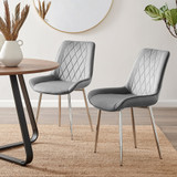 2x Pesaro Grey Velvet Silver Leg Luxury Dining Chairs - Pesaro-Grey-Velvet-Silver-Leg-dining-chair-1.jpg