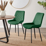 2x Pesaro Green Velvet Dining Chairs Black Legs - Pesaro-Green-Velvet-Black-Leg-dining-chair-1-CROP.jpg