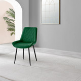 2x Pesaro Green Velvet Dining Chairs Black Legs - Pesaro-green-black-dining-chair-4.jpg