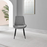 2x Pesaro Grey Velvet Black Leg Luxury Dining Chairs - Pesaro-grey-black-dining-chair-3.jpg