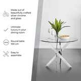 Novara Round Glass and Silver Metal 4 Seater Dining Table - 098-FBOX-Novara-Silver-table-image-1.jpg