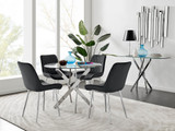 Novara 100cm Round Dining Table and 4 Pesaro Silver Leg Chairs - novara-100cm-chrome-metal-round-dining-table-and-4-black-velvet-pesaro-silver-chairs-set1.jpg