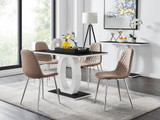 Giovani 4 Black Dining Table & 4 Corona Silver Leg Chairs - giovani-black-gloss-rectangle-dining-table-4-beige-leather-corona-silver-chairs-set_1.jpg