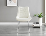 Giovani 4 Grey Dining Table & 4 Pesaro Silver Leg Chairs - Pesaro-Silver-cream-dining-chair (2).jpg