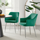 2x Calla Green Velvet Dining Chairs with Silver Legs - Calla-Green-Velvet-Silver-dining-chair-CROP.jpg