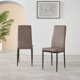 6x Milan Black Leg Cappuccino Hatched Faux Leather Dining Chairs - Milan-Cappuccino-faux-leather-black-dining-chair-2.jpg
