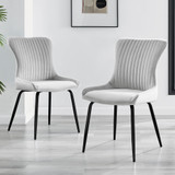 2x Nora Light Grey Velvet Dining Chairs Black Legs - 2-Nora-Light-Grey-Velvet-black-Leg-Dining-Chairs-CROP.jpg