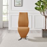 2x Willow Mustard Yellow Faux Leather 'Z' Dining Chairs - Willow-mustard-silver-dining-chair-3.jpg