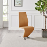 2x Willow Mustard Yellow Faux Leather 'Z' Dining Chairs - Willow-mustard-silver-dining-chair-4.jpg