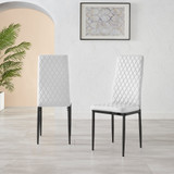 6x Milan Black Leg White Hatched Faux Leather Dining Chairs - Milan-White-faux-leather-black-dining-chair-2.jpg