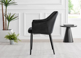 2x Calla Black Velvet Dining Chairs with Black Legs - Calla-black-black-dining-chair-3.jpg