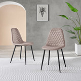 2x Corona Cappuccino Beige Faux Leather Dining Chairs Black Legs - Corona-cappuccino-black-dining-chair-1.jpg