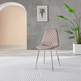 2x Corona Cappuccino Beige Faux Leather Dining Chairs Silver Legs - Corona-cappuccino-silver-dining-chair-3.jpg