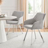 2x Falun Light Grey Fabric Dining Chairs Silver Legs - Falun-Light-Grey-Velvet-Silver-dining-chair-CROP.jpg