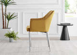 2x Calla Yellow Velvet Dining Chairs with Silver Chrome Legs - Calla-mustard-silver-dining-chair-3.jpg