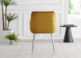 2x Calla Yellow Velvet Dining Chairs with Silver Chrome Legs - Calla-mustard-silver-dining-chair-4.jpg