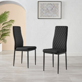 4x Milan Black Leg Black Hatched Faux Leather Dining Chairs - Milan-Black-faux-leather-black-dining-chair-1.jpg