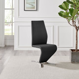 2x Willow Black Faux Leather 'Z' Dining Chairs - Willow-black-silver-dining-chair-4.jpg