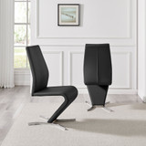 2x Willow Black Faux Leather 'Z' Dining Chairs - Willow-black-silver-dining-chair-2.jpg