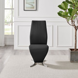 2x Willow Black Faux Leather 'Z' Dining Chairs - Willow-black-silver-dining-chair-3.jpg