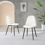2x Corona White Faux Leather Dining Chairs Black Legs - Corona-white-black-dining-chair-1.jpg