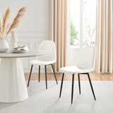 2x Corona White Faux Leather Dining Chairs Black Legs - Corona-white-black-dining-chair-Hero.jpg