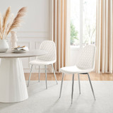 2x Corona White Faux Leather Dining Chairs Silver Legs - Corona-white-silver-dining-chair-Hero.jpg