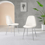 2x Corona White Faux Leather Dining Chairs Silver Legs - Corona-white-silver-dining-chair-1.jpg