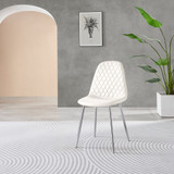 2x Corona White Faux Leather Dining Chairs Silver Legs - Corona-white-silver-dining-chair-3.jpg