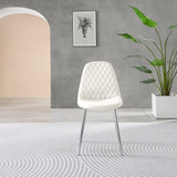 2x Corona White Faux Leather Dining Chairs Silver Legs - Corona-white-silver-dining-chair-4.jpg