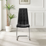 2x Deep Foam Cushioned Black Murano Dining Chairs - Murana-black-silver-dining-chair-4.jpg