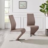 2x Willow Cappuccino Beige Faux Leather 'Z' Dining Chairs - Willow-cappuccino-silver-dining-chair-1.jpg