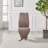 2x Willow Cappuccino Beige Faux Leather 'Z' Dining Chairs - Willow-cappuccino-silver-dining-chair-3.jpg