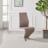 2x Willow Cappuccino Beige Faux Leather 'Z' Dining Chairs - Willow-cappuccino-silver-dining-chair-4.jpg