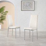 6x Milan White Hatched Faux Leather Dining Chairs Silver Legs - Milan-White-faux-leather-silver-dining-chair-1.jpg